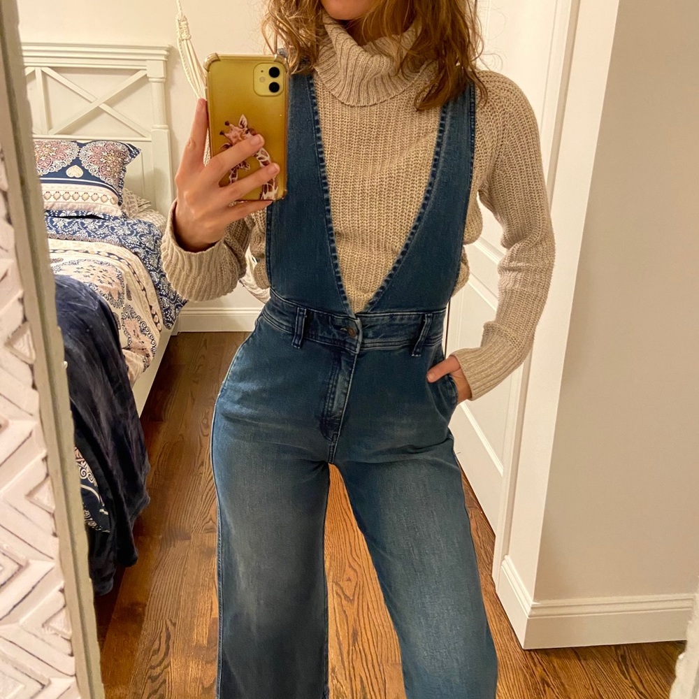 Free people wide leg overalls size 2